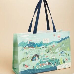 Spartina 449 Light Blue & Navy Map-Print Tote